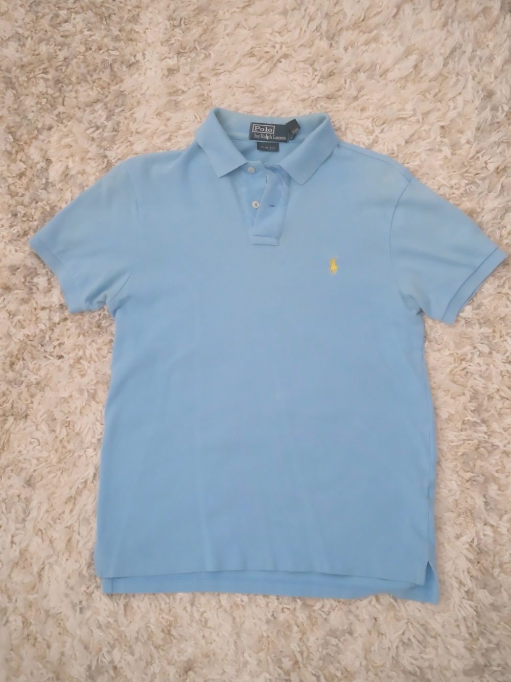 Polo Ralph Lauren Men's Light Blue Polo Shirt - Slim Fit Size M